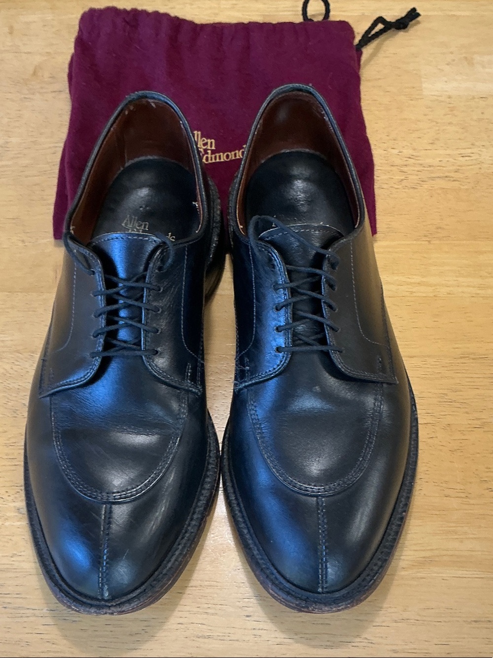 Allen Edmonds Walton Black Leather Split-Toe Derby Shoes
